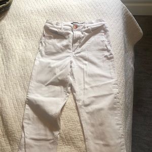 Express White Cropped Straight Leg Mom jean high rise
